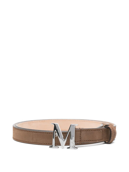  Max Mara Logo-buckle Suede Belt - Brown 