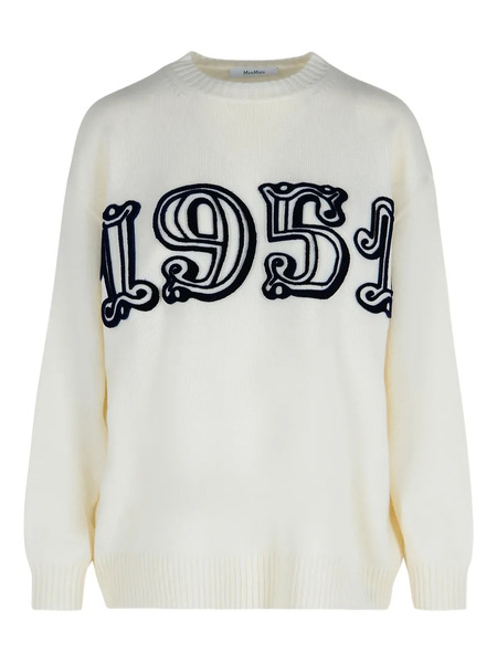  Max Mara Logo-embellishment Crew-neck Sweater - White 