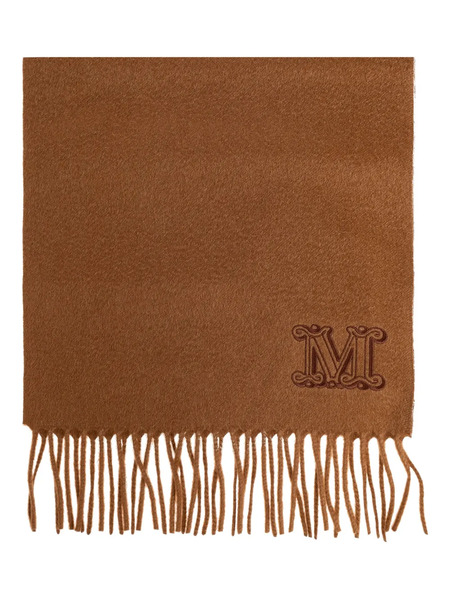  Max Mara Logo-embroidered Fringed-edge Scarf - Brown 