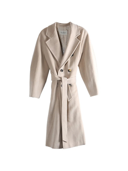  Max Mara Madame Belted Double-breasted Coat - Neutrals 