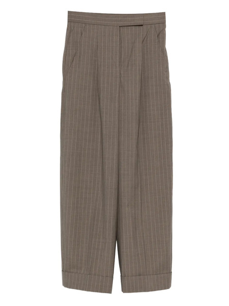  Max Mara Manetta Wool Pinstripe Trousers - Brown 