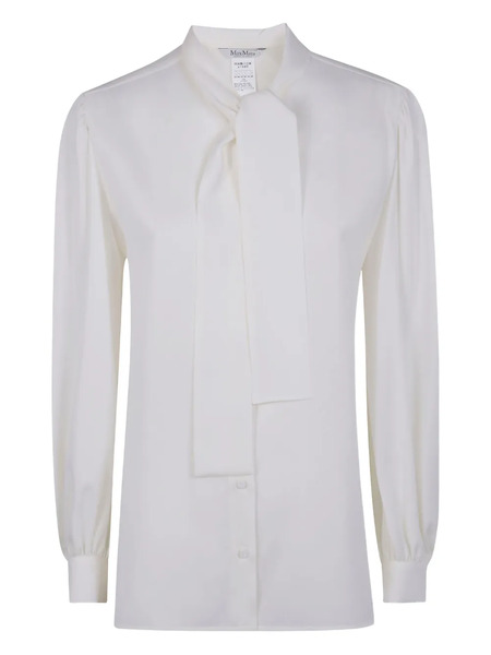  Max Mara Melania Tie-neck Shirt - White 