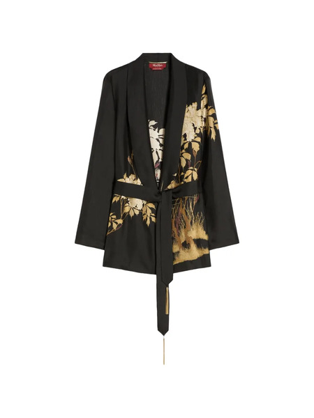  Max Mara Msetunica Floral-print Belted Top - Black 
