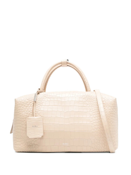  Max Mara Mxaholdall Crocodile-effect Tote Bag - Neutrals 