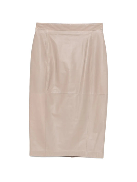  Max Mara Panelled Lamb Leather Skirt - Neutrals 