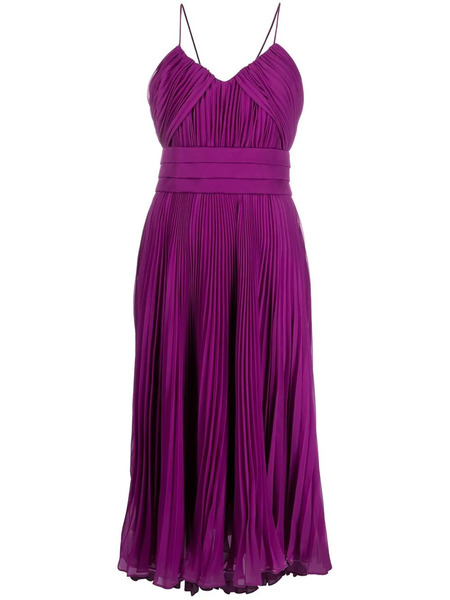  Max Mara Pleated Belted Midi Dress - Purple 