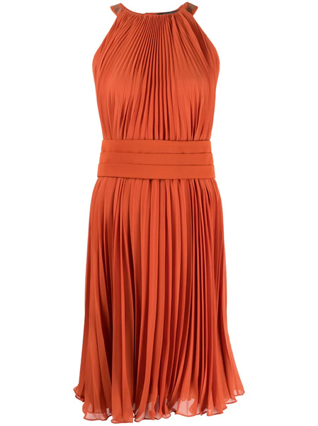  Max Mara Plissé Sleeveless Dress - Orange 