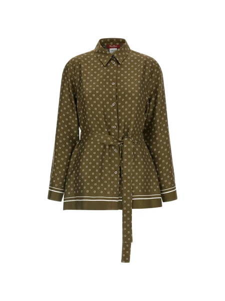  Max Mara Printed Belted Shirt - Green 