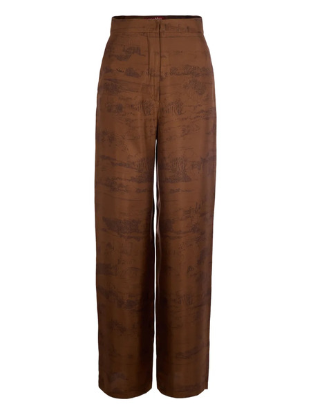  Max Mara Printed High-waisted Trousers - Brown 