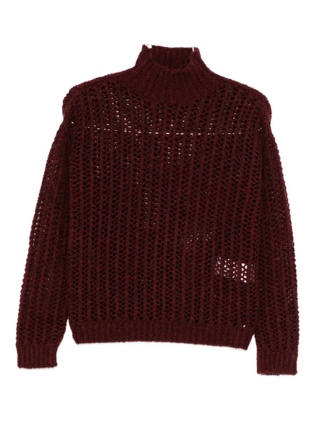  Max Mara Quaglia Openwork High-neck Sweater - Red 