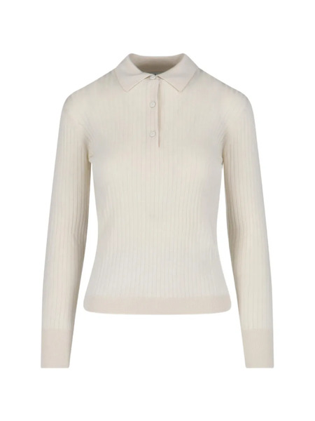  Max Mara Ribbed Polo-collar Sweater - Neutrals 