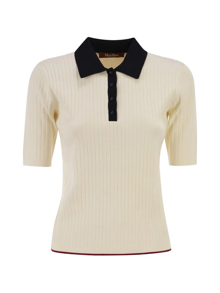  Max Mara Ribbed Polo Top - Neutrals 