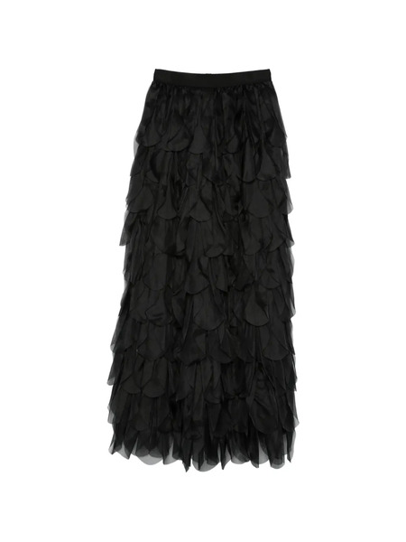  Max Mara Romana Tiered Ruffled Maxi Skirt - Black 