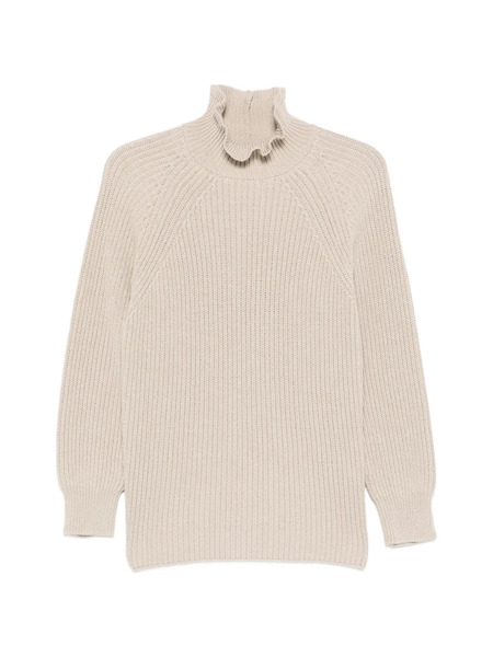  Max Mara Ruffled Cotton Sweater - Neutrals 
