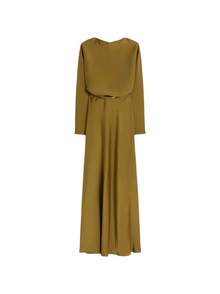  Max Mara Satin Belted Maxi Dress - Green 