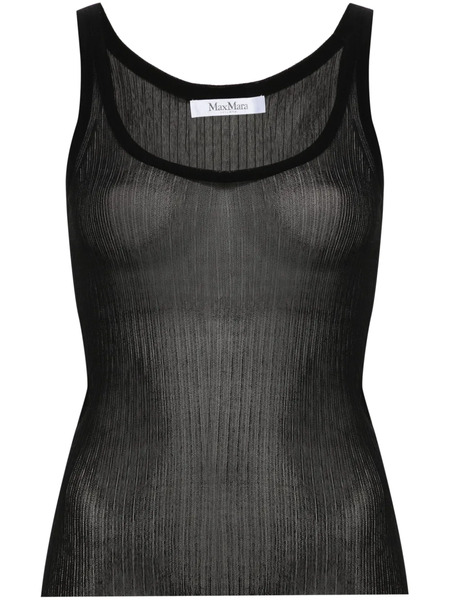  Max Mara Semi-sheer Fine-ribbed Top - Black 