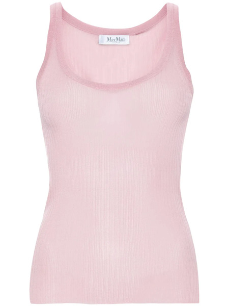  Max Mara Semi-sheer Fine-ribbed Top - Pink 