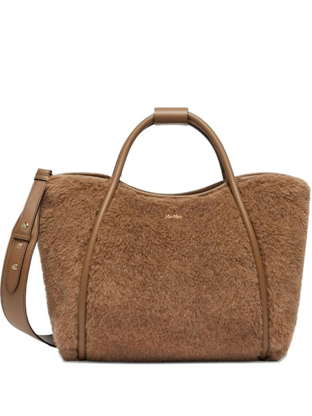  Max Mara Shearling Leather-trimmed Handbag - Brown 