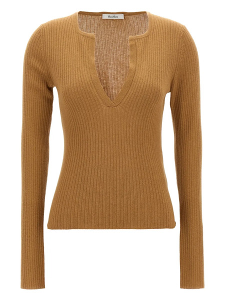  Max Mara Urlo Henley-neck Ribbed Sweater - Neutrals 