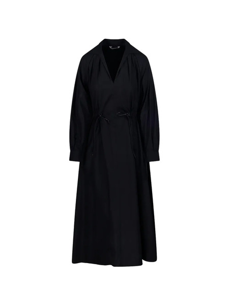  Max Mara V-neck Drawstring Midi Dress - Black 