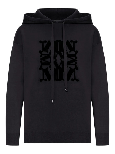  Max Mara Velvet-logo Hoodie - Black 