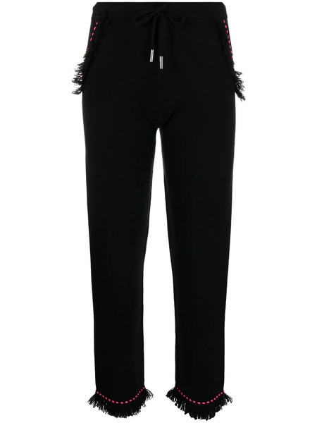  Max & Moi Frayed Contrast-stitch Trousers - Black 
