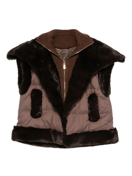  Max & Moi Fur-trimmed Quilted Gilet - Brown 