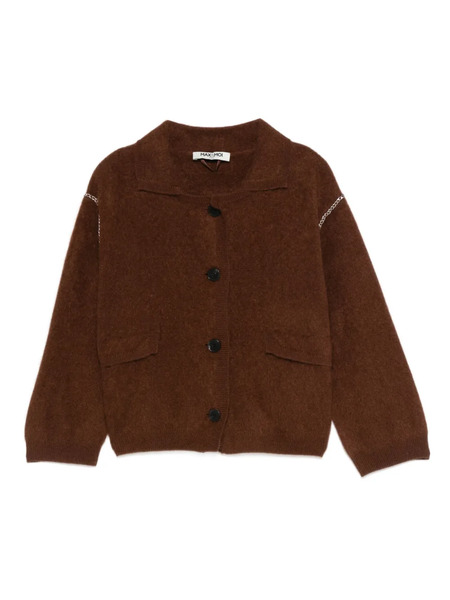  Max & Moi Giselle Chain-trimmed Button Cardigan - Brown 