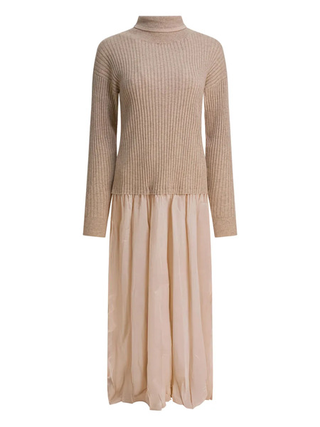  Max & Moi Roll-neck Ribbed Dress - Neutrals 