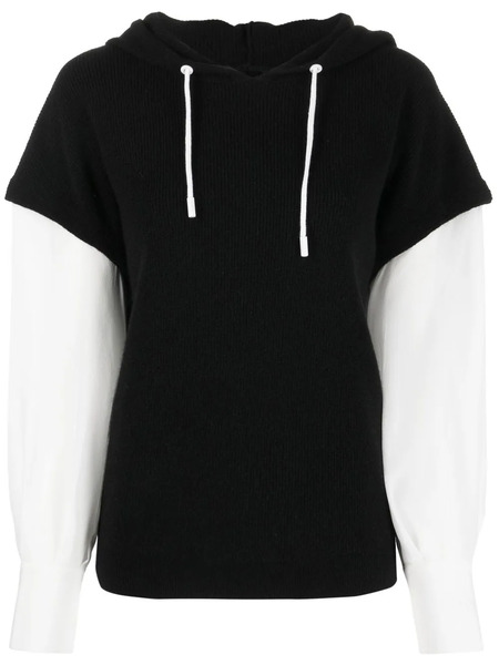  Max & Moi Two-tone Drawstring Hoodie - Black 