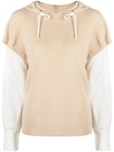  Max & Moi Two-tone Drawstring Hoodie - Neutrals 