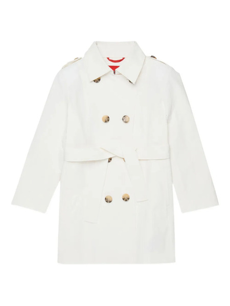  Max&co. Kids Double-breasted Belted Trench Coat - White 