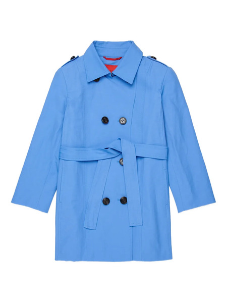  Max&co. Kids Double-breasted Logo-buttons Trench Coat - Blue 