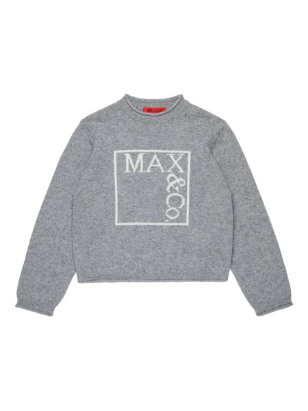  Max&co. Kids Intarsia-knit Logo Jumper - Grey 