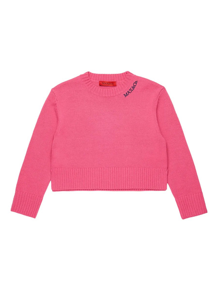  Max&co. Kids Logo-embroidered Wool-blend Sweater - Pink 
