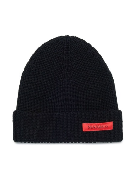 Max&co. Kids Logo-patch Knitted Beanie - Black 