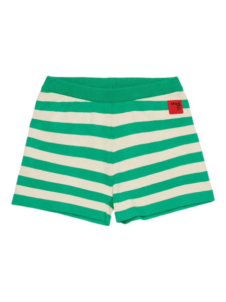  Max&co. Kids Striped Logo Knitted Shorts - Green 