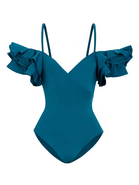  Maygel Coronel Blas Ruffled Swimsuit - Blue 