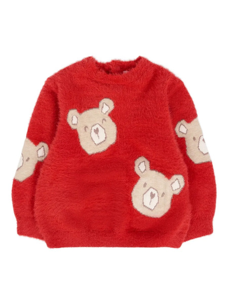  Mayoral Bear-face Fluffy Sweater - Red 
