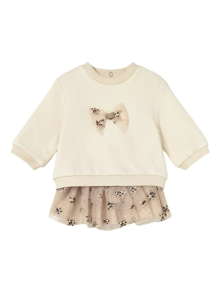  Mayoral Bow-embellished Sweatshirt And Tulle Skirt Set - Neutrals 