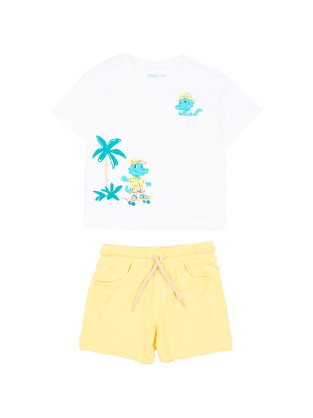  Mayoral Crocodile-print Shorts Set - Yellow 