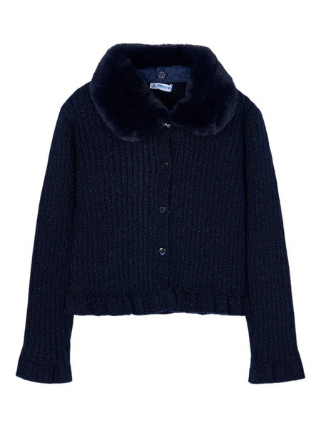  Mayoral Faux-fur Collar Cardigan - Blue 