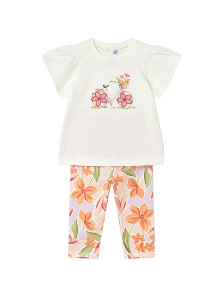  Mayoral Floral-print Leggings Set - Neutrals 