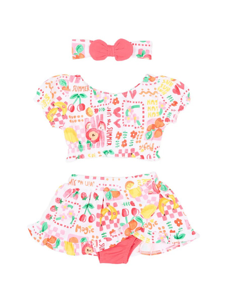  Mayoral Fruit-print Ruffle Shorts Set (set Of Three) - Pink 