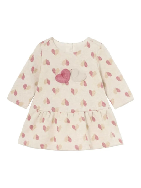  Mayoral Heart Faux Fur Set Dress - Neutrals 