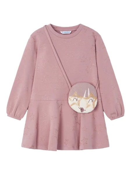  Mayoral Long-sleeve Crew-neck Dress Set - Pink 