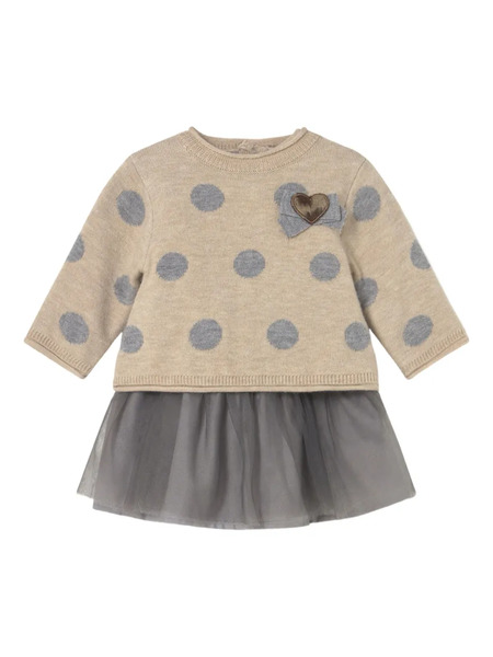  Mayoral Polka-dot Tulle Dress - Neutrals 