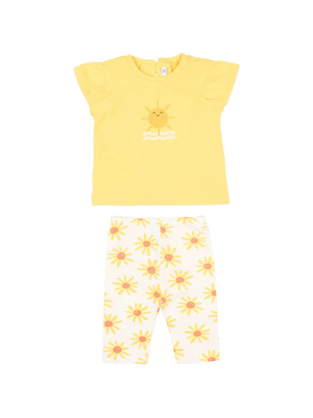  Mayoral Ruffled Floral-print Leggings Set - Yellow 