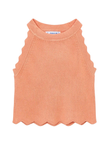  Mayoral Scalloped Round-neck Top - Orange 