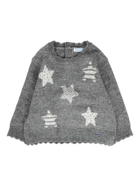  Mayoral Star-pattern Scalloped-hem Sweater - Grey 